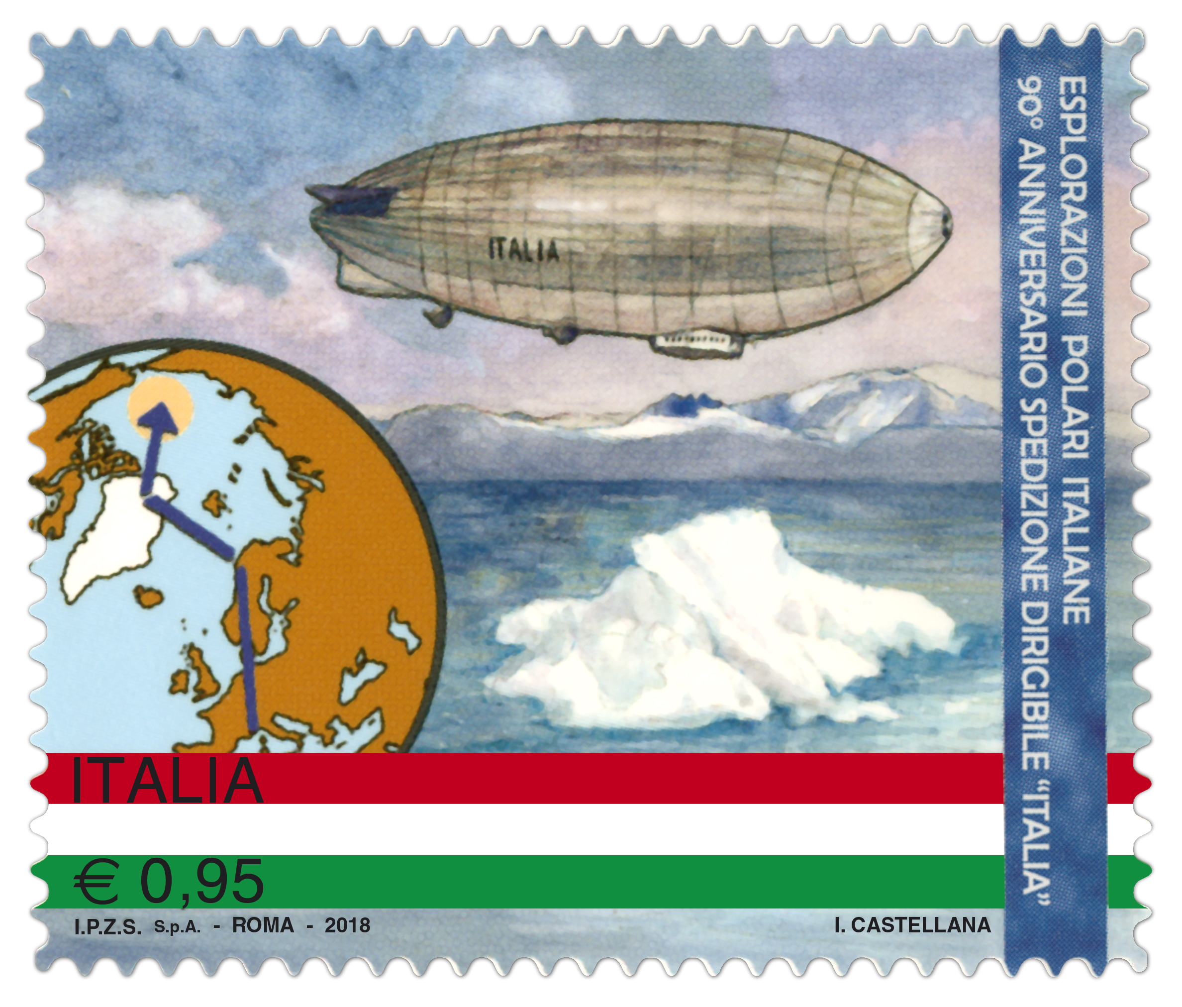 Francobollo Dirigibile Italia